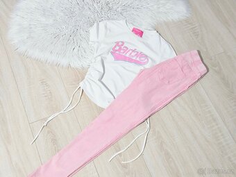 Růžové skinny džeginy, legíny rifle vel 12/13 let - 2