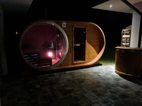 Venkovní finská oválná sauna s panoramatickým oknem - 2
