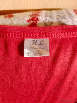 Triko,halenka červená,čené puntiky 2XL bavlna 150kc - 2