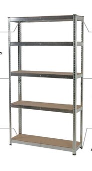 Regál 1800x750x300 mm kovový zinkovaný 5-policový - 2