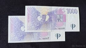 1000 Kč BANKOVKA ČNB S PŘÍTISKEM - 30 LET - 2