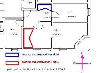 Byt 2+kk 72m2 v 3.podlaží s balkonem v Sokolově - 2