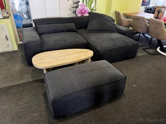 NOVÁ černá Sedací souprava Sirpio 270cm s taburetem - 2