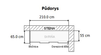 Vestavěná skříň 210x200x55 bez předních dvěří - 2