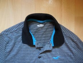 pánské Hollister šedočerné polotričko,ba proužek,kr.ruk, M/L - 2