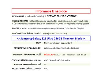 Samsung Galaxy S25 Ultra 256GB černý NOVÝ NEROZBALENÝ - 2