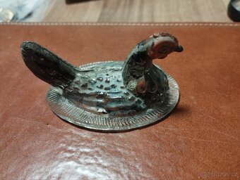 Staré skleněné víčko od cukřenky tvar slepice - 2