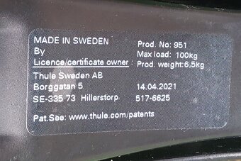 Thule 951 patky + střešní tyče - 2