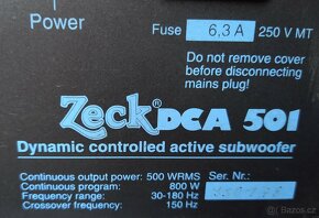 Aktivní subwoofer ZECK DCA 501 s pasivními 12" reproduktory - 2