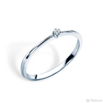 Zásnubní prsten, bílé zlato, diamant. - 2