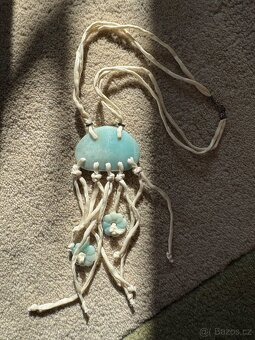 Přívěsek , náhrdelník - minerál, kámen larimar tyrkys - 2