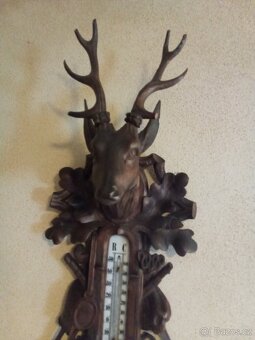 Starožitný, velký řezbovaný barometr - 2