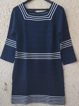 Úpletové modré šaty s proužky - Bodyflirt - vel. 44 - 2