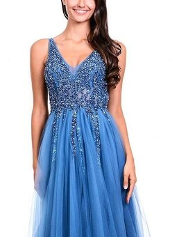 NOVÉ plesové šaty MODRÉ TYLOVÉ - 2