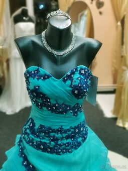 TYRKYSOVÉ PLESOVÉ ŠATY vel.34 - 2