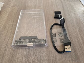 HDD průhledný box 2,5 SATA USB 3 nový + adaptér - 2