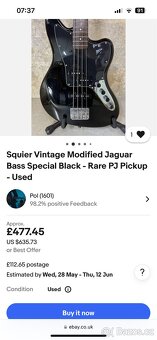 SLEVA Vintage Modified Jaguar Bass Red Special PJ snímače - 2