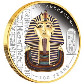 2 Oz stříbrná mince TUTANCHAMON 100.výročí objevení, zlacené - 2