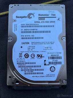 Prodám pevný disk Seagate Momentus Thin 500 GB do notebooku - 2
