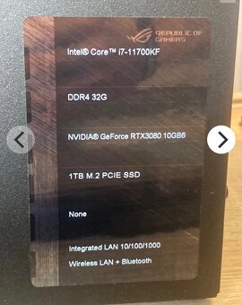 Herní dělo ASUS ROG Strix | i7-11700KF | RTX 3080 | ZÁRUKA - 2
