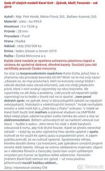 Sada tří medailí Karel Gott - Zpěvák, Malíř, Fenomén - 2