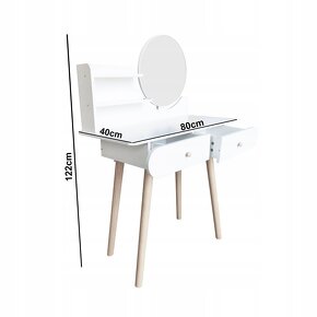 Toaletní stolek se zrcadlem (bílý_H01) - 2