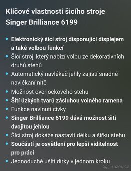 Šicí stroj Singer Brilliance 6199 - 2
