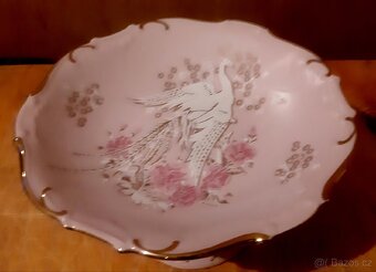 Miska na nožce z růžového porcelánu a 14 K zlata - 2