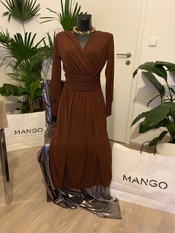 Mango hnede dlouhe saty rukavy nove 36 - 2
