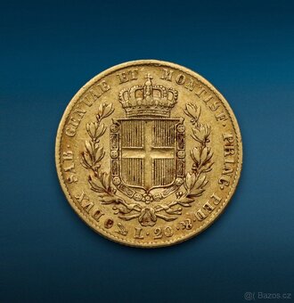 Zlatá 20 Lire 1836 - Carlo Alberto - Sardínia - 2