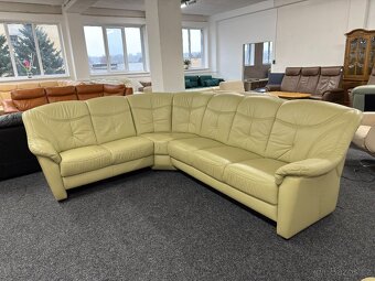 Rohová sedací souprava s taburetem - kožená - 2