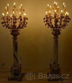 Zámecké podlahové lampy s amorky - mramor - bronz - 2