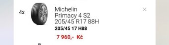 Michelin Primacy 4S2 205/45 r17 88h - 2