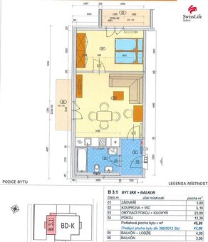 Pronájem bytu 2+kk 45 m2 Zbůch - 2