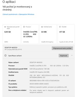 HP Compaq 8100 Elite SFF, i5, 8GB, SSD/HDD 120/320GB, Win10 - 2