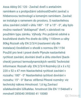Zavírač dveří (Brano) ASSA ABLOY DC120 - 2