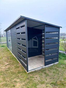 Zahradní domek 6x2m + přístřešek 1,5m - Dvoukřídlá vrata - 2