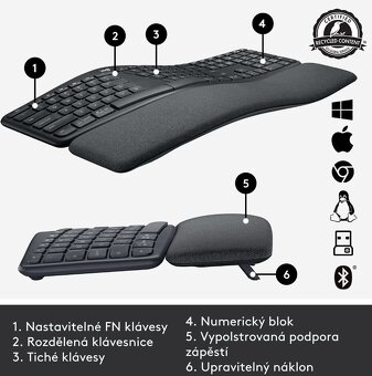 Logitech Ergo K860 Wireless Split Keyboard - US INTL - 2