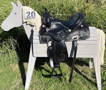Westernový sedlový komplet 20) černé Basket s úzkou bordurou - 2