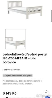 dřevěná postel 120x200 - 2