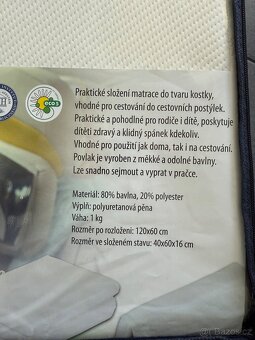 Skládací dětská cestovní matrace Aloe Vera potah - 2