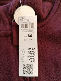 Flísová mikinka fialová/bordó, vel 86, Lindex - 2