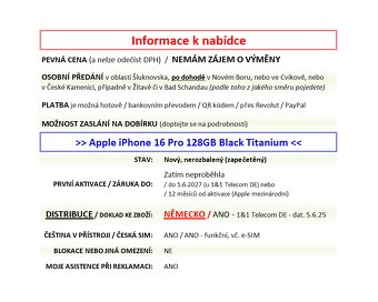 iPhone 16 Pro 128GB černý NOVÝ NEROZBALENÝ - 2