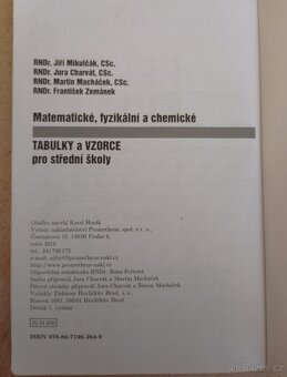 Matematické, fyzikální a chemické tabulky a vzorce - 2