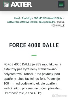 Asfaltový hydroizolační pás SBS tl. 4mm značky Axter - 2