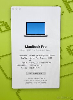 MacBook Pro 2020/16GB RAM/Intel i5/512GB SSD/Záruka - 2