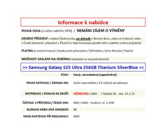 Samsung Galaxy S25 Ultra 256GB Silverblue NOVÝ NEROZBALENÝ - 2