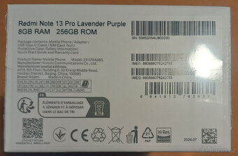 Xiaomi Redmi Note 13 Pro 8/256GB – Lavender Purple - Nový - 2