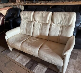 Kožená krémová pohovka,6047 - 2