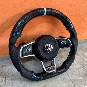 VOLANT VOLKSWAGEN R RLINE GTD GTI - KOZA / Modry KARBÓN - 2